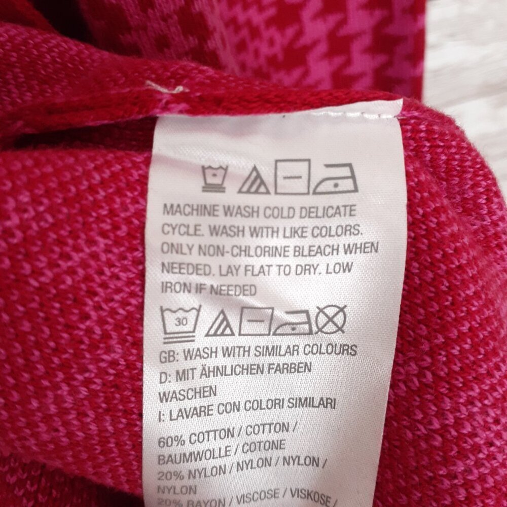 Isaac Mizrahi Live Womens Sweater Cardigan 2X Plaid Jacquard Red Pink NWOT 735A - Picture 5 of 6